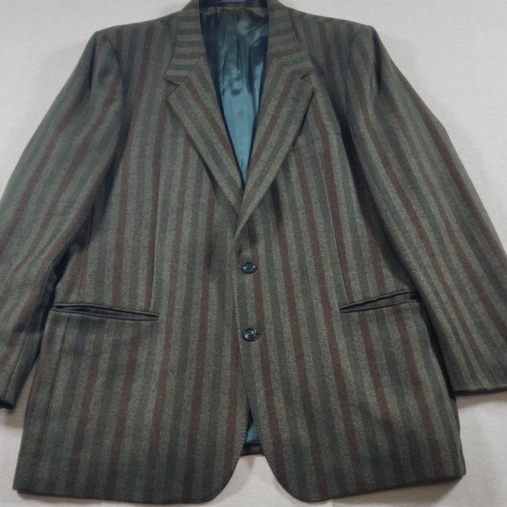 Vintage Lanerossi Mens XL 46 Stripe Wool Blazer Jacket Italy Dark Academia